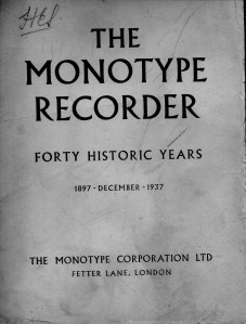 Monotype Recorder 1937