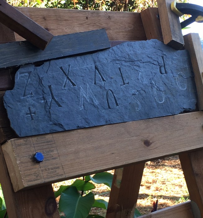 Lettercarving in progress